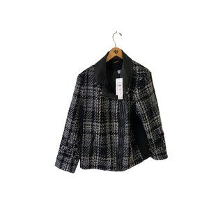 NWT Chico's Women's Tweed And Faux Leather Classic Moto Jacket - 3 (Large)